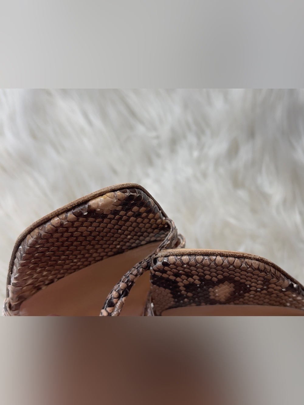 Prada Beige & Brown Snakeskin-Pattern Strappy Sandals - Picture 3 of 10